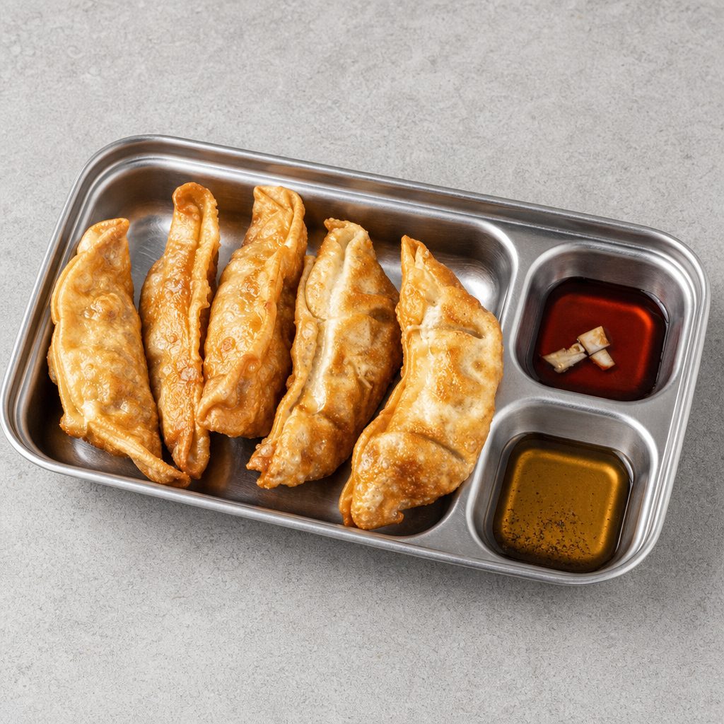 Gyoza 교자  PORK, CHICKEN OR VEGETABLE.